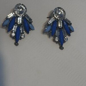Blue and Silver Statement Earrings/studs